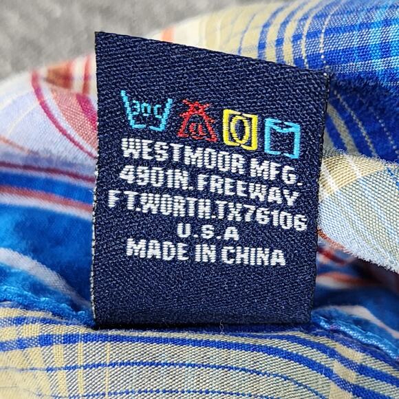 Panhandle Pearl Snap Shirt sz M Men Plaid Blue Red USA Texas Western Cowboy - Picture 5 of 11